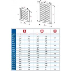 Ventilation Grille, Plastic, White, Rectangular, with Anti Insect Net 180 x 250MM