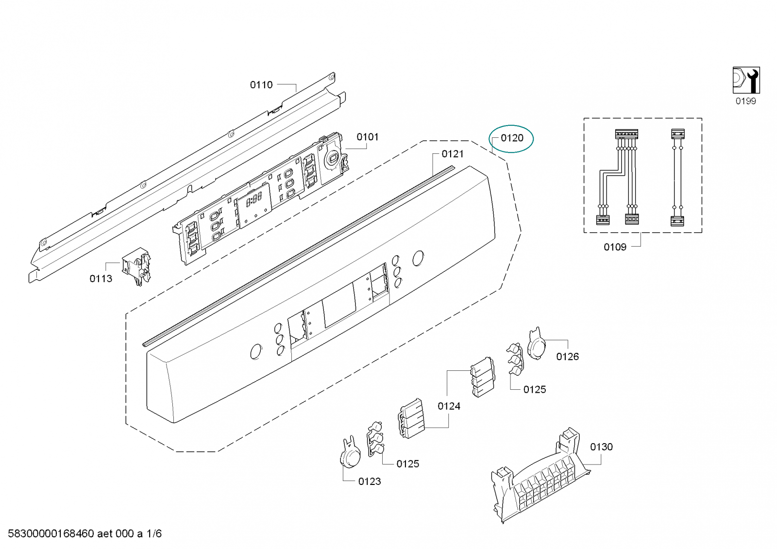 Front Control Panel Frame (Stainless) for Bosch Siemens Dishwashers - Part nr. BSH 00744289 BSH - Bosch / Siemens